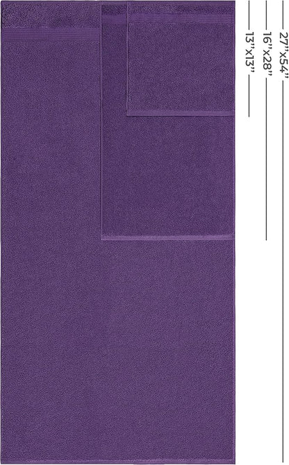American Veteran Towel, 100% Cotton Turkish 6 Piece Towel Set, Luxury Towels Set of 6 for Bathroom Essentials, 2 Bath Towels 2 Hand Towels 2 Washcloths, Purple
