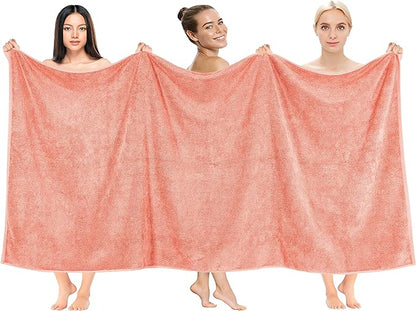 Cotton Paradise 100% Cotton 40x80 Oversized Bath Sheet, Extra Large Turkish Bath Towels for Bathroom, Coral Bathsheet