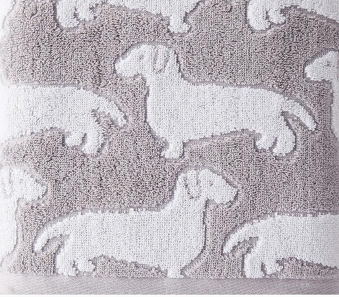SKL Home Dog Bath Towel, Gray | 550 GSM weight. Plush & absorbent terry jacquard. Great for pet lovers.