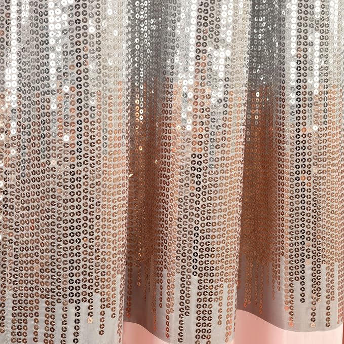Lush Decor Night Sky 100% Blackout Window Curtain Panel Single 42"W x 84"L, Gray & Blush - Blackout Curtains For Bedroom - Sequin Curtains - Glam Decor