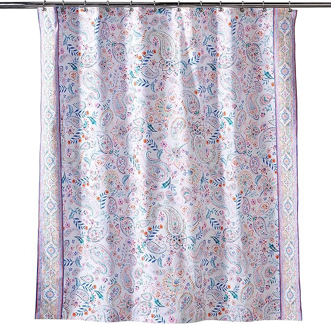 Maison d' Hermine Shower Curtain 100% Cotton One Panel 70"x72" Washable Fabric Shower Curtains for Bathroom, Easy Hanging with 12 Button Holes - Home Hotel Spa Easter Gifts (Indian Floral)