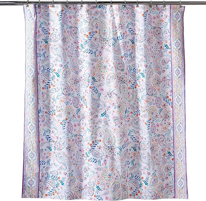 Maison d' Hermine Shower Curtain 100% Cotton One Panel 70"x72" Washable Fabric Shower Curtains for Bathroom, Easy Hanging with 12 Button Holes - Home Hotel Spa Easter Gifts (Indian Floral)