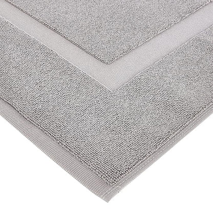Amazon Basics Banded Bathroom Bath Rug Mat, Machine Washable, 100% Cotton, 31" x 20", Light Gray