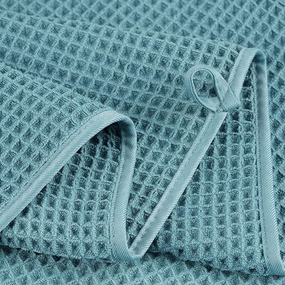 POLYTE 430 GSM Poly Blend Microfiber Quick Dry Waffle Bath Towel, 30x60 in | 4 Pack, Oversize, Lint Free, Body Towel