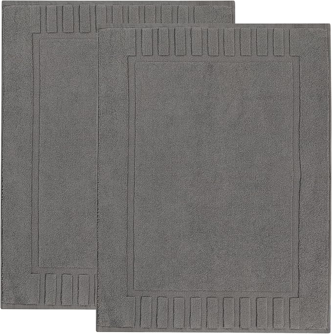 Superior 100% Cotton Bathmat Set, Bath Mat, Bathroom Decor, Shower, Bathtub Essentials, Home Accessories, Washable Rug, Absorbent, Quick Dry, Leo Collection, Set of 2, 22" x 35", Graphite