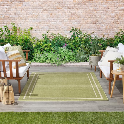 Nourison Home Nourison Essentials Green Ivory 6' x 9' Area Rug - Easy Clean, Non Shedding, Bed Room, Living Room, Dining Room, Kitchen (6' x 9')