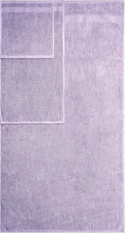 American Veteran Towel, 6 Piece Towel Set for Bathroom, 100% Cotton Turkish Bathroom Towels, 2 Bath Towels 2 Hand Towels 2 Washcloths, Lilac