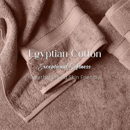 Superior Egyptian Cotton Plush Absorbent, Bath Towel Set of 4, Muted Mauve | Quick Dry, Soft Luxury Towel Set, Bath Essentials for Bathroom, Guest Bath, Spa, 4 Piece Bath, Madeline Towels
