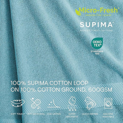 Lacoste Heritage 100% Supima Cotton Bath Sheet, Celestial, 35" x 70" – Highly Absorbent & Quick Drying, Premium Super Soft Bath Towel, Bathroom Essential, Gift for All Occasions, Machine Washable