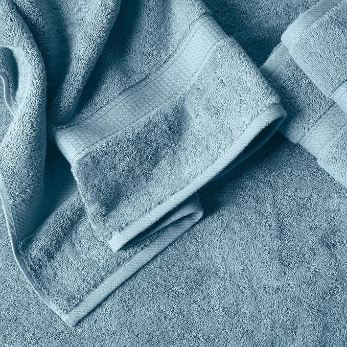 SUPERIOR Egyptian Cotton Ultra Plush & Absorbent, 6 Piece Set, Denim Blue | Quick Dry, Soft Luxury Towel Set, Bath Essentials, Guest Bath, Spa, 2 Bath, 2 Hand, 2 Face Towels, Madeline Towels