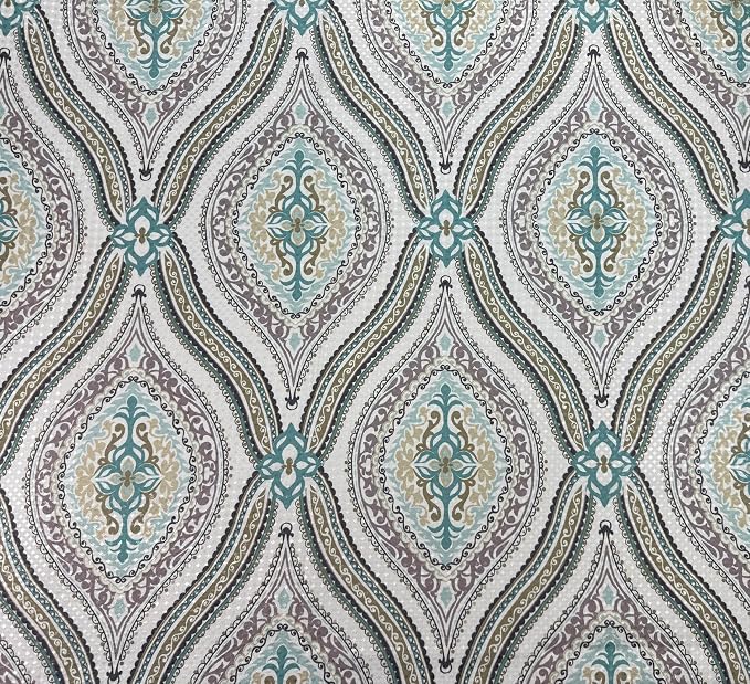 Beige Floral Damask Paisley Fabric Bathroom Shower Curtain, 70" x 72" | Elegant Modern Fabric with Hues of Beige Green Taupe, Luxury Hotel Rustic Boho Farmhouse Décor