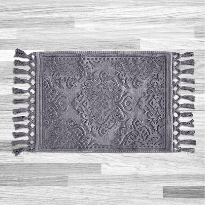 Jean Pierre - Ricardo Bath Mat, Woven Fringe Bathroom Rugs, 100% Cotton, Premium Bathroom Decor - Measures 17" x 31" - Dark Gray