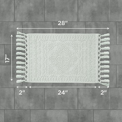 French Connection Nellore Bath Rugs, Woven and Beaded Bath Mats, Durable and Thick Bath Mats for Bathroom and Shower Rugs, 17" x 28", Light Blue