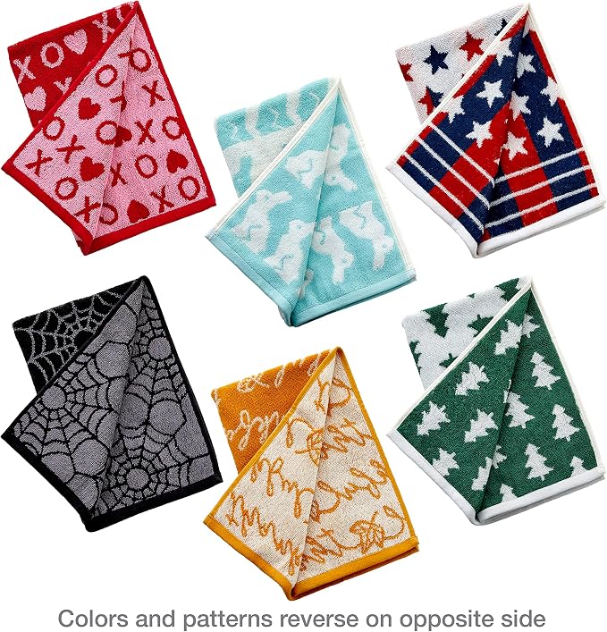 SKL Home Seasonal Jacquard Hand Towel Gift Set, 6 Count, Multicolored