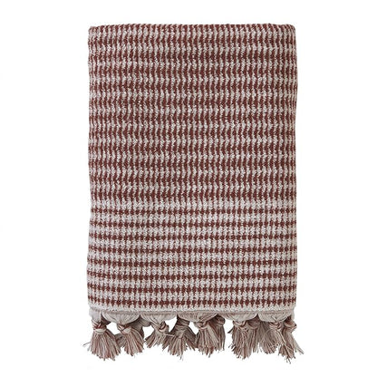 SKL Home Longborough Bath Towel, 100% Turkish Cotton, Spice | 640 GSM weight. Spa-level quality. Soft & absorbent jacquard with hand-knotted tassels.