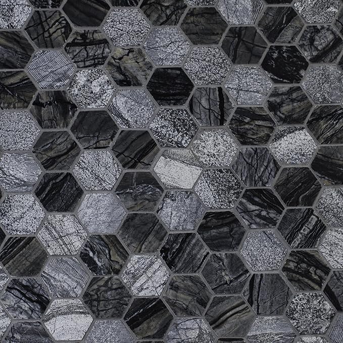 MSI Henley Hexagon Natural Marble Tile for Kitchen Backsplash, for Bathroom, Accent Wall Tile, and Shower Tile, 11.81 in. x 12 in. Mesh-Mounted Mosaic Tile (9.8 sq. ft./case)