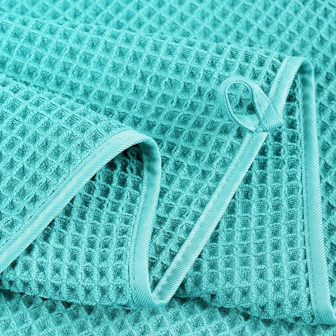 POLYTE 430 GSM Poly Blend Microfiber Quick Dry Waffle Bath Towel, 30x60 in | 4 Pack, Oversize, Lint Free, Body Towel