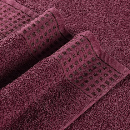 GLAMBURG 100% Cotton Ultra Soft 6 Pack Towel Set, Contains 2 Bath Towels 28x55 Inches, 2 Hand Towels 16x24 Inches & 2 Wash Coths 12x12 Inches, Compact Absorbent Lightweight & Quickdry - Burgundy