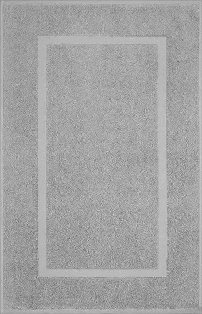 Cotton Paradise 100% Cotton Bath Mats for Bathroom Floor Set of 2 Pack, 20x34 Soft Absorbent Washable Quick Dry Tub Bathmat, Light Gray Towel Bath Mat