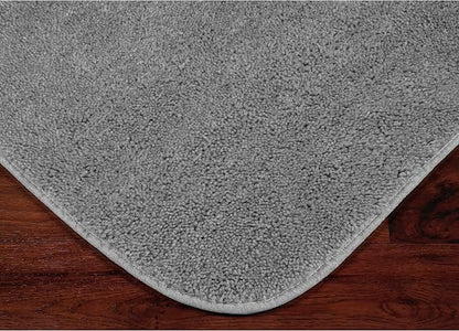Garland Rug Traditional Nylon Washable Platinum Gray 2 Bath Rugs (21" X 34", 22" X 60") - Soft, Absorbent, and Stylish for Your Bathroom
