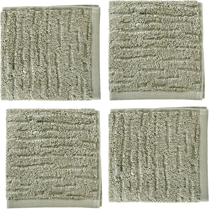 SKL Home CloudSoft Washcloth Set, 4-Piece, 100% Cotton Luxury, Sage | Premium spa-level quality. 520 GSM weight. Ultra plush & absorbent.
