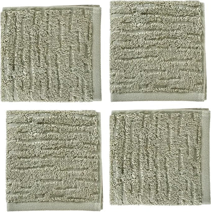 SKL Home CloudSoft Washcloth Set, 4-Piece, 100% Cotton Luxury, Sage | Premium spa-level quality. 520 GSM weight. Ultra plush & absorbent.