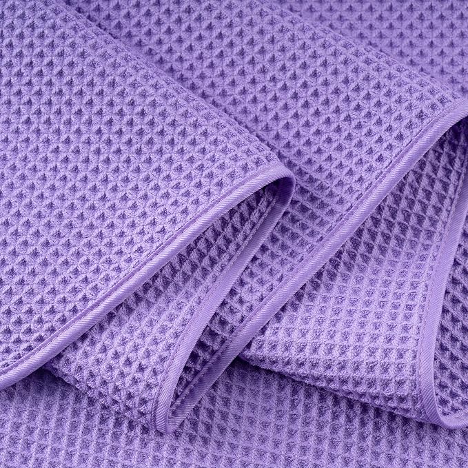 POLYTE 430 GSM Poly Blend Microfiber Quick Dry Waffle Bath Towel, 30x60 in | 4 Pack, Oversize, Lint Free, Body Towel
