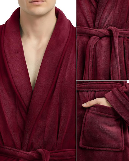 NY Threads Luxury Ultra Soft Mens Robe Plush Fleece Long Bathrobe