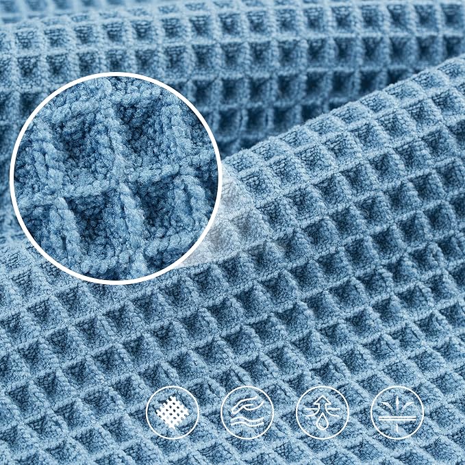 POLYTE 430 GSM Poly Blend Microfiber Quick Dry Waffle Bath Towel, 30x60 in | 4 Pack, Oversize, Lint Free, Body Towel