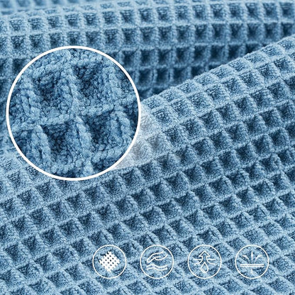 POLYTE 430 GSM Poly Blend Microfiber Quick Dry Waffle Bath Towel, 30x60 in | 4 Pack, Oversize, Lint Free, Body Towel
