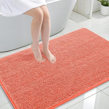OLANLY Large Bathroom Rugs 44x32, Extra Soft Absorbent Chenille Bath Rugs | Coral, Quick-Drying Rubber Backing, Machine Washable Bath Mat for Bathroom Floor, Tub and Shower, Home Decor Accessories