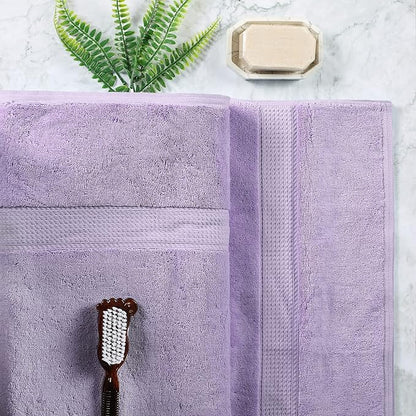 SUPERIOR Egyptian Cotton Pile Heavyweight Bath Sheet, 2 Piece Set, Purple | Highly Absorbent, Ultra Soft Luxury 800 GSM Towel Set for Bathroom, Shower, Hotel Essentials Oversize Plush Madeline Towels