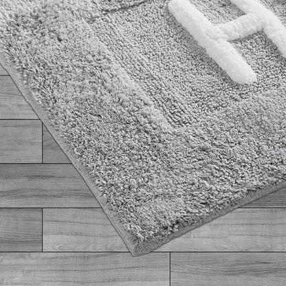 Creative Home Ideas Cotton 2-Piece Bath Rug Set - Soft Cotton Bath Mat - Bathroom Decor - Water Absorbent and Machine Washable - Measures 20"x32" - "His & Hers" - Lakeside Grey