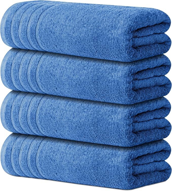 Avalon Towels Bath Towels Set of 4, Size 30 x 60 Inches - 60% Cotton, 40% Viscose Made from Bamboo, Soft and Absorbent, Quick Drying, Lightweight, Perfect for Daily Use