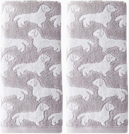 SKL Home by Saturday Knight Ltd. Dog 2 Pc Hand Towel, Gray | 550 GSM weight. Plush & absorbent terry jacquard. For use in the bathroom, kitchen or bar. Great for pet lovers.