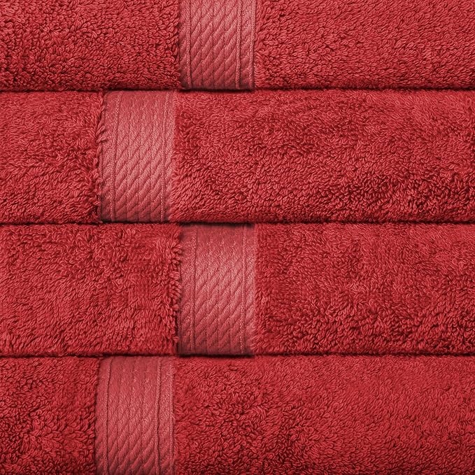 Superior Egyptian Cotton Ultra Plush & Absorbent, 10 Piece Set, Red | Quick Dry, Soft Luxury Towel Set, Bath Essentials, Guest Bath, Spa, 2 Bath, 4 Hand, 4 Face Towels, Madeline Towels