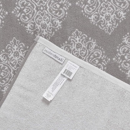 Modern Threads 6-Piece 100% Cotton Damask Medallion Towel Set, Grey | Highly Absorbent, Soft & Plush, Quick-Drying, 550 GSM, Color-Rich Yarn-Dyed Design, OEKO-TEX Certified