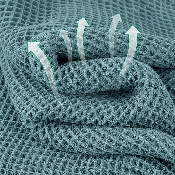 MICROFI New Microfiber Waffle Bath Towels, 2 Pieces, Oversized, Soft, Absorbent, Fast Drying, Lint Free 430 GSM (30''x60''/76cm x 152cm)