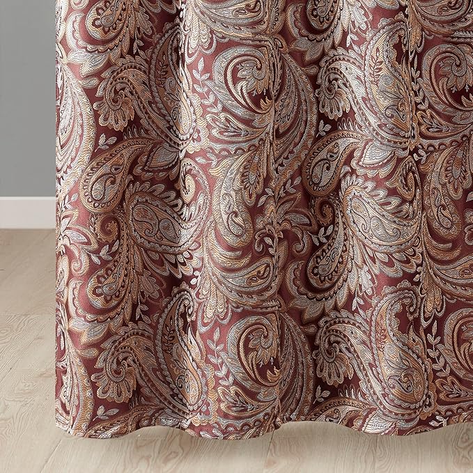 Madison Park Aubrey Shower Curtain for Bathroom, 72 x 72, Burgundy | Microfiber, Adds Privacy, Machine Washable, Striped Pattern, Jacquard, OEKO-TEX Certified