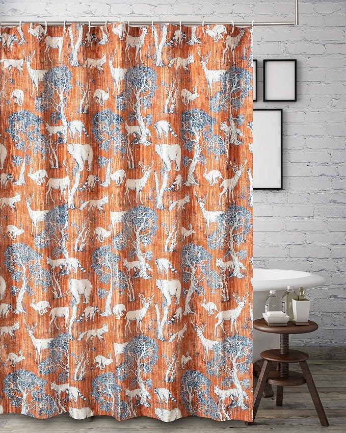 Greenland Home Fashions Fabric Sensations Shower Curtain, Stylish Bathroom Decor, Machine Washable, 72 inches x 72 inches, Menagerie