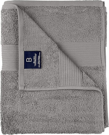 Luxury Oversized Bath Towels | 650 GSM, 34" x 56" | Hotel Quality, Soft & Highly Absorbent | Quick Dry, Thick, Combed Cotton Bathroom Towels | Grey - 4 Pack