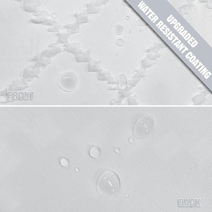 Stall Boho White Woven Fabric Shower Curtain with Tassels 42 x 72 Modern Farmhouse Minimalist Tufted Chevron Striped Shabby Chic Textured, Water Resistant Curtain for Bathroom, Hotel Decor