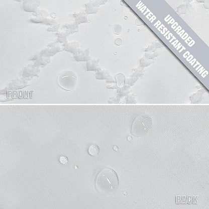 White Boho Shower Curtain Fabric Shower Curtains with Tassel 72 x 72 Modern Textured Shower Curtain Farmhouse Minimalist, Tufted Chevron Striped Shabby Chic, Water Resistant Cloth Curtain for Bathroom