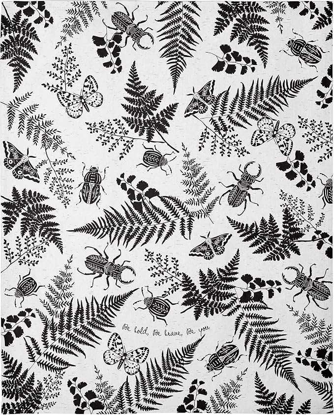 Karma Gifts Black and White Boho Tea Towels, 28" L x 20" W, Beetle