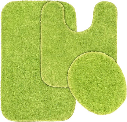 Garland Rug Traditional Nylon Washable Lime-Aid 3 Piece Set - Lid, Contour, Bath Rug - Soft, Absorbent, and Stylish for Your Bathroom