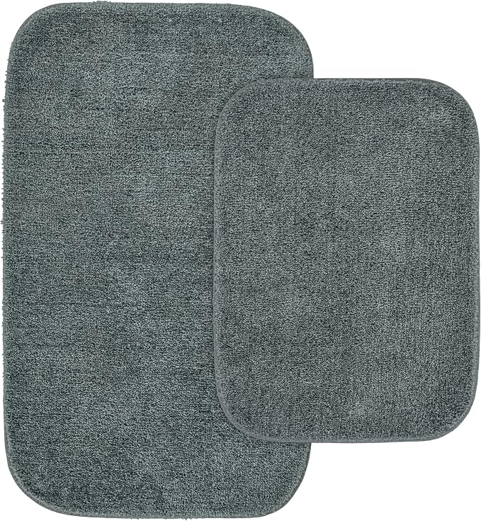 Garland Rug Traditional Bath Rug Set, 2-Piece Set, Dark Gray