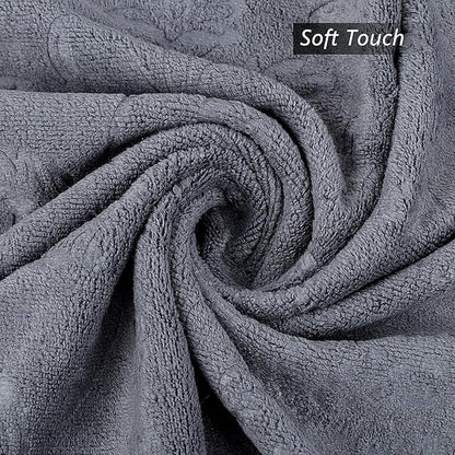 JML Bath Towels 4 Pack, Oversized Microfiber Bath Towels for Adult Men Women, 30" x 60", Large, Soft and Super Absorption Multipurpose for Bath, Beach, Pool, Sport - Grey Floral Pattern