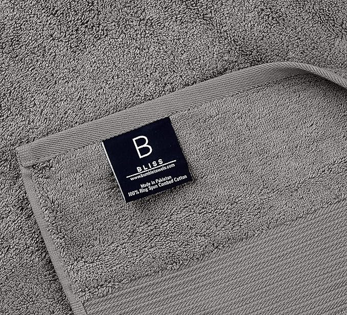 Luxury Oversized Bath Towels | 650 GSM, 34" x 56" | Hotel Quality, Soft & Highly Absorbent | Quick Dry, Thick, Combed Cotton Bathroom Towels | Grey - 4 Pack