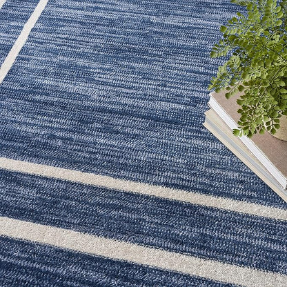 Nourison Home Nourison Essentials Navy/Ivory 9' x 12' Area Rug - Easy Clean, Non Shedding, Bed Room, Living Room, Dining Room, Kitchen (9' x 12')
