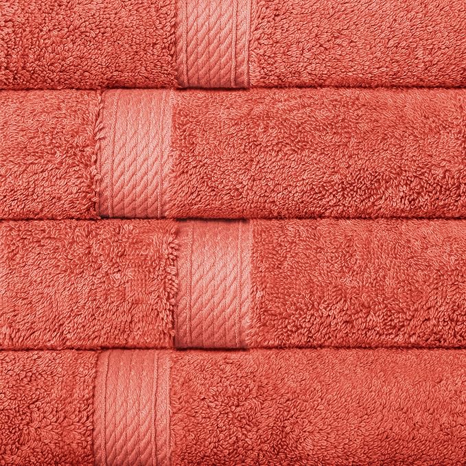 SUPERIOR Egyptian Cotton Ultra Plush & Absorbent, 10 Piece Set, Coral | Quick Dry, Soft Luxury Towel Set, Bath Essentials, Guest Bath, Spa, 2 Bath, 4 Hand, 4 Face Towels, Madeline Towels